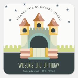 Pastel Jumping Castle Jump & Play Kids Birthday Vierkante Sticker