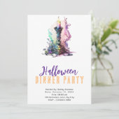 Pastel Kaars Rook Halloween Dinerfeest Kaart (Staand voorkant)