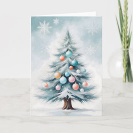 Pastel Kale Kerstboom Grote Glanzende Ornamenten Feestdagen Kaart