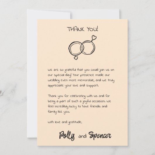 Pastel kalligrafie Dankkaartje Abrikoos Kaart (Voorkant)