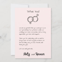 Pastel kalligrafie Dankkaartje Roze Kaart