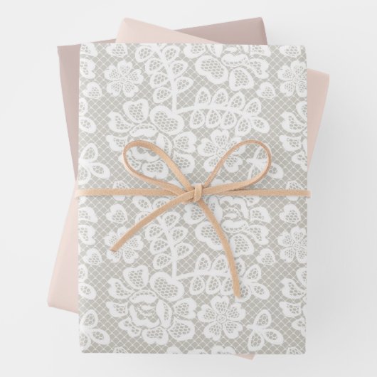 Pastel kant roze beige grijs inpakpapier vel (In situ)