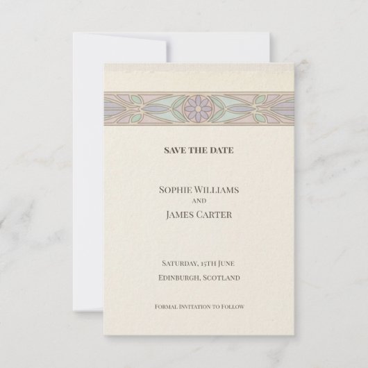 Pastel Kanten Save The Date Kaart (Voorkant)