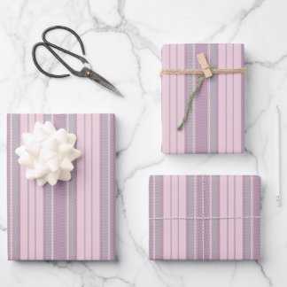 Pastel karmozijn, paars & grijs chevron strepen inpakpapier vel