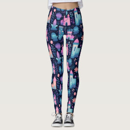 Pastel kastelen dromerig sprookje leggings