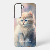 Pastel Kat met Jouw naam Samsung Galaxy Hoesje (Achterkant)