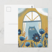 Pastel kat moderne volkskunst briefkaart (Voorkant / Achterkant)