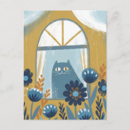 Pastel kat moderne volkskunst briefkaart