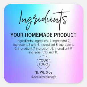 Pastel Katoen Snoep Ingrediëntenlabels Vierkante Sticker