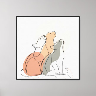 Pastel Kattenliefhebber Vierkant Canvasprint Canvas Afdruk