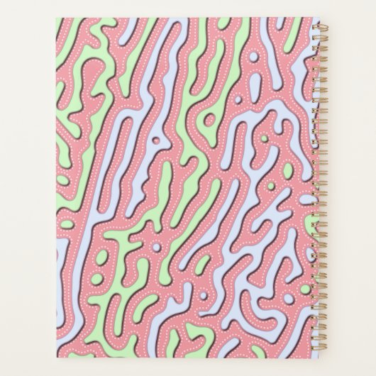 Pastel Kawaii Abstract Kleurrijk Squiggle Design Planner (Achterkant)