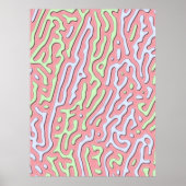 Pastel Kawaii Abstract Kleurrijk Squiggle Design Poster (Voorkant)