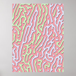 Pastel Kawaii Abstract Kleurrijk Squiggle Design Poster