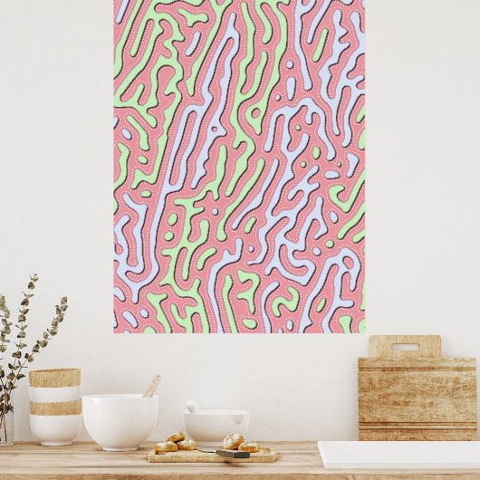 Pastel Kawaii Abstract Kleurrijk Squiggle Design Poster (Keuken)