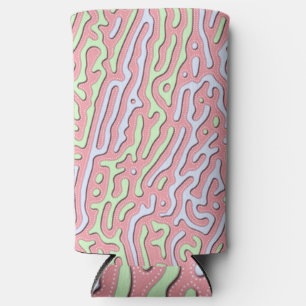 Pastel Kawaii Abstract Kleurrijk Squiggle Design Seltzer Blikjeskoeler
