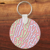Pastel Kawaii Abstract Kleurrijk Squiggle Design Sleutelhanger (Achterkant)