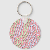 Pastel Kawaii Abstract Kleurrijk Squiggle Design Sleutelhanger (Achterkant)