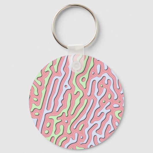 Pastel Kawaii Abstract Kleurrijk Squiggle Design Sleutelhanger (Achterkant)