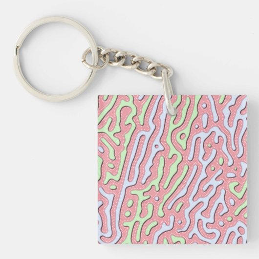 Pastel Kawaii Abstract Kleurrijk Squiggle Design Sleutelhanger (Voorkant)
