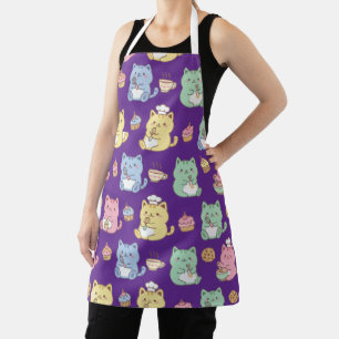 Pastel Kawaii Bakende Katten Naadloos Patroon Keuk Schort
