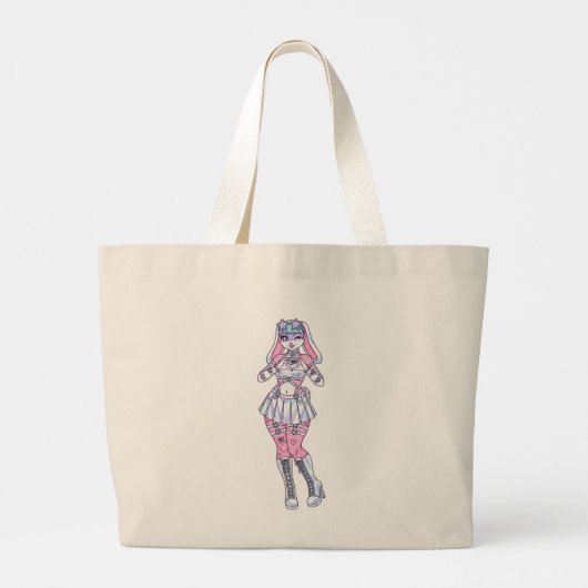 Pastel Kawaii Bunny Girl Furry Canvas tas (Achterkant)