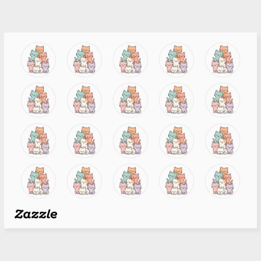 Pastel Kawaii Cat Stack Schattigee Sticker (Vel)