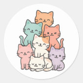 Pastel Kawaii Cat Stack Schattigee Sticker (Voorkant)