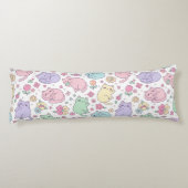 Pastel Kawaii Cats and Flowers Pattern Lichaamskussen (Achterkant)