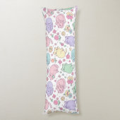 Pastel Kawaii Cats and Flowers Pattern  Lichaamskussen (Achterkant (Verticaal))