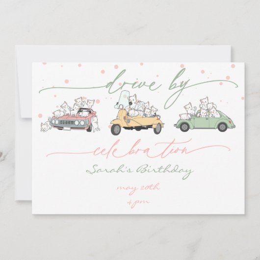 Pastel Kawaii Cats Surprise Celebration Parade Kaart (Voorkant)