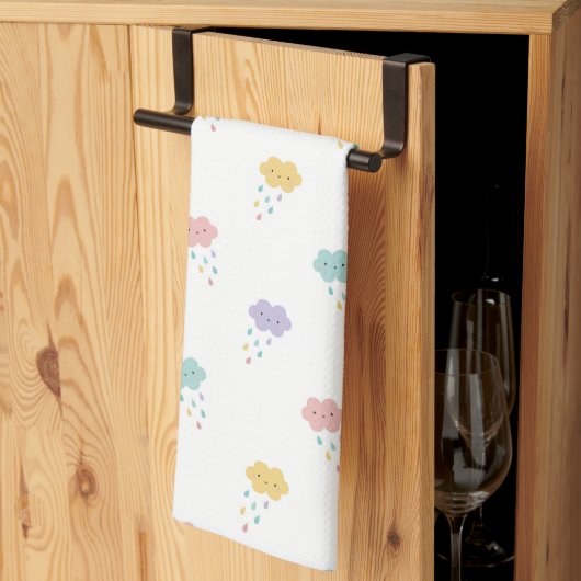 Pastel Kawaii Cloud Patroon Keuken Handdoek (Derde Gevouwen)