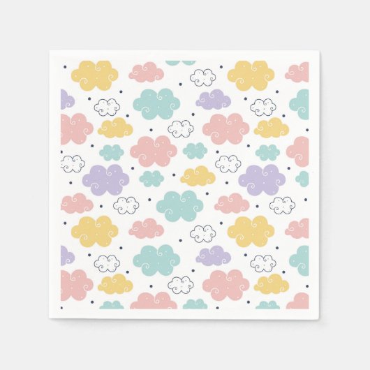 Pastel Kawaii Cloud Patroon Papier servetten (Voorkant)