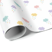 Pastel Kawaii Cloud Patroon Wrapping Paper Roll Cadeaupapier (Rol Hoek)