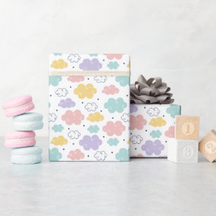 Pastel Kawaii Cloud Patroon Wrapping Paper Roll Cadeaupapier