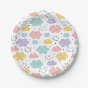 Pastel Kawaii Cloud Pattern Paper Borden Papieren Bordje