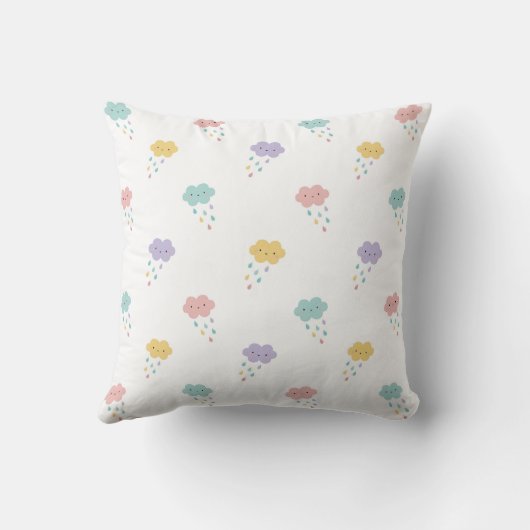 Pastel Kawaii Cloud Pattern Sierkussen (Achterkant)