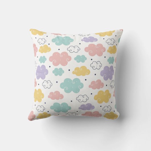 Pastel Kawaii Cloud Pattern Sierkussen (Achterkant)