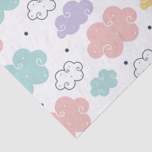 Pastel Kawaii Cloud Pattern Tissue Paper Tissuepapier (Detail)