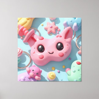 Pastel Kawaii Creature Fantasy Art Canvas Afdruk