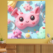 Pastel Kawaii Creature Fantasy Art Canvas Afdruk (Insitu (Woonkamer))