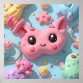 Pastel Kawaii Creature Fantasy Art Poster (Voorkant)