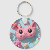 Pastel Kawaii Creature Fantasy Art Sleutelhanger (Achterkant)
