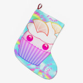pastel Kawaii cupcake op een kerststop Grote Kerstsok (Voorkant (Hangend))