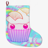pastel Kawaii cupcake op een kerststop Grote Kerstsok (Voorkant)