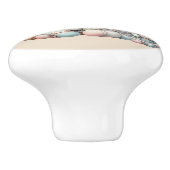 Pastel Kawaii Eenhoorn Moeder Dochter Duo Beige Keramische Knop (Zijkant)