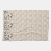 Pastel Kawaii Eenhoorn Moeder Dochter Duo Beige Theedoek (Horizontaal)