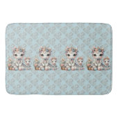 Pastel Kawaii Eenhoorn Moeder Dochter Duo Blauw Badmat (Voorkant)