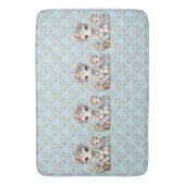 Pastel Kawaii Eenhoorn Moeder Dochter Duo Blauw Badmat (Voorkant Verticaal)