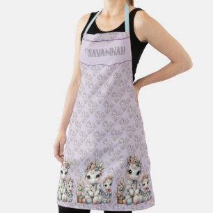 Pastel Kawaii Eenhoorn Moeder Dochter Duo Lavendel Schort