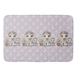 Pastel Kawaii Eenhoorn Moeder Dochter Duo Lavender Badmat